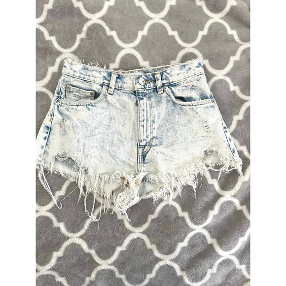 Zara Acid Wash Distressed Cutoff Denim Shorts Size 4 - Picture 1 of 6